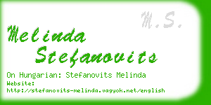 melinda stefanovits business card